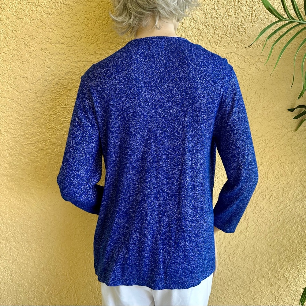 Ruby Rd blue layered pullover cardigan top - Picture 6 of 8